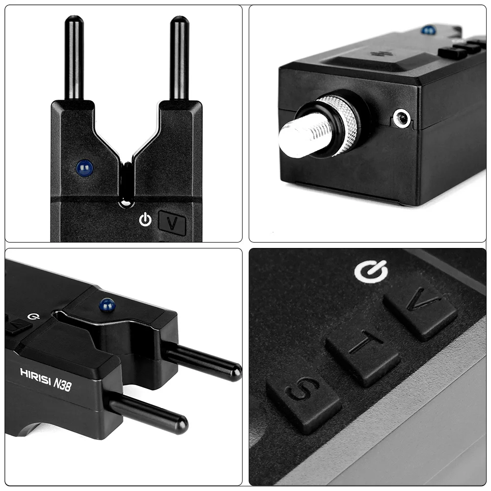 Hirisi-indicadores LED de alarma para pesca de carpa, alarma de mordida, volumen ajustable, sensibilidad del tono, accesorios de pesca N38 - imagen 5