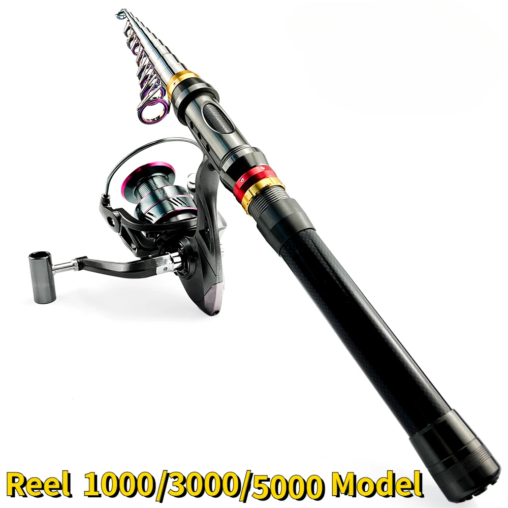 Caña de pescar telescópica de 1,8-3,6 M y carrete de Pesca de Metal 1000 3000 5000 modelo 5,2: 1 con regalo pequeño X4 100M PE, línea trenzada - imagen 4