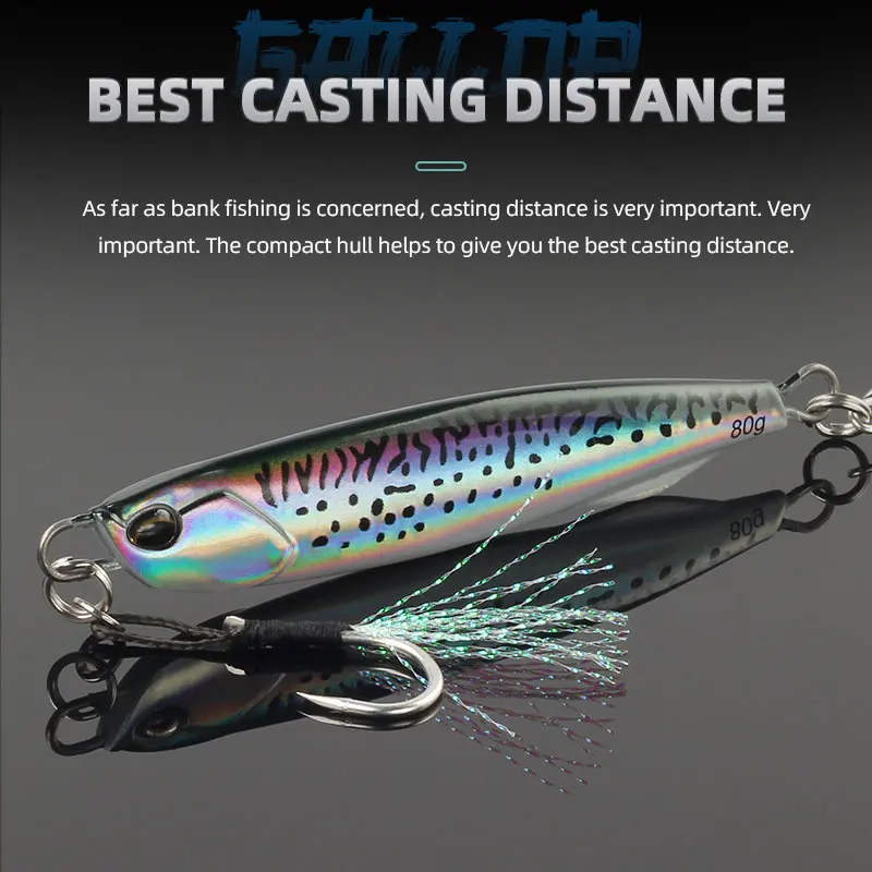 Magic Works-señuelos de pesca con plantilla de Metal, plantilla de 15g, 20g, 30g, 40g y 80g para Jigging en la orilla del mar, anzuelos de ayuda para peces falsos, cebo Artificial para Jigging - imagen 5