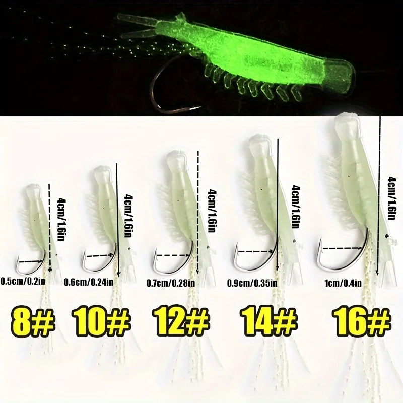 5-Unidad TAKBAS SABIKI RIG Cebos de pesca, Cebos de camarón luminosos, Ganchos de alto carbono, para agua dulce/salada, Tamaños variados, Ideal para lubina, perca, muskellunge, trucha, caballa, arenque, salmón, pargo - imagen 5