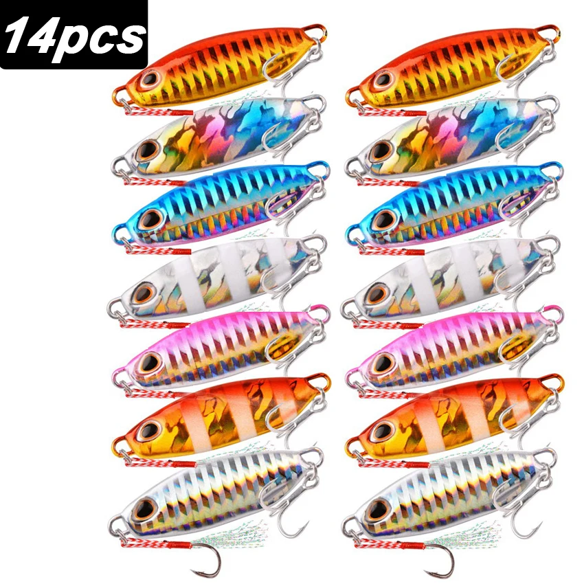 Señuelos de pesca de Metal fundido, 14 Uds., 10g, 15g, 20g, 30g, 40g, 50g, para cebo de agua salada marina, cuchara, lubina, atún, hundimiento, plantilla de señuelo de pesca - imagen 3