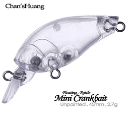 Chan'sHuang Mini Crankbait flotante 45mm – Señuelo artesanal blanco