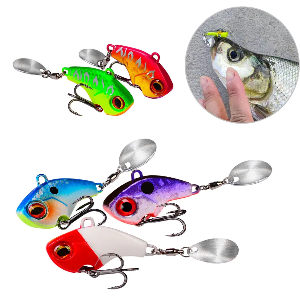 Señuelos de Pesca oscilantes giratorios de Metal Vib cebo vibratorio Pesca de invierno 6g 15g 28g cebos duros artificiales Spinner cuchara señuelo Pesca - imagen 5