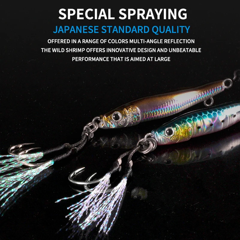 Trabajo mágico Metal jigging en forma de S 7G 10G 15G 20G 30G 5 unids/caja señuelo de pesca hundido lubina cebo Artificial aparejos de pesca - imagen 4