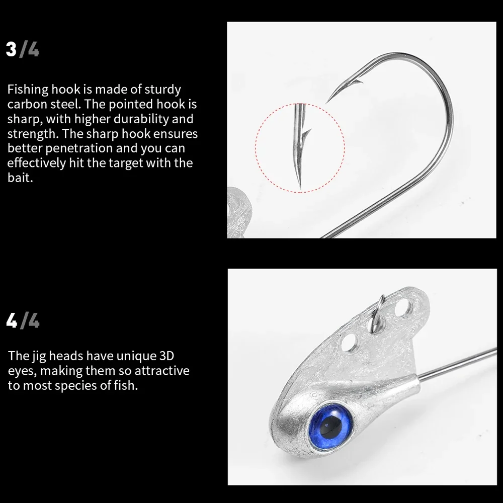 1-10 Uds anzuelo con cabeza de anzuelo 4g 5,5g 7,5g 11g vástago con púas VIB pesca cola en T Kit de señuelo suave ojo de pez grande aparejos giratorios anzuelo giratorio - imagen 5