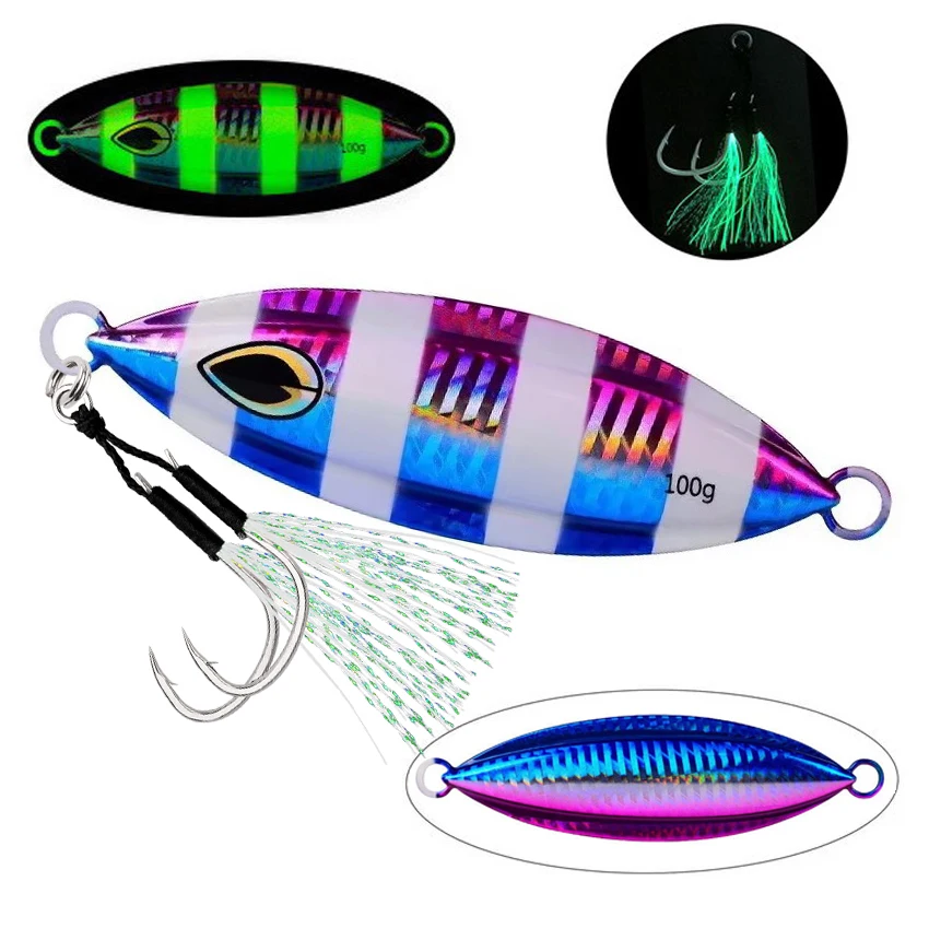 Señuelo de pesca de fundición, plantilla lenta, 40g, 60g, 80g, 100g, cebo de Jigging, cuchara, pez de Metal, agua salada, aparejos de cebo duro Artificial, 1 ud. - imagen 5