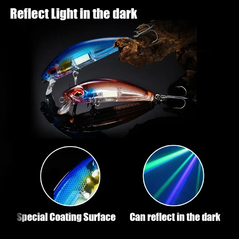 Señuelos de pesca luminosos con ojos 3D, anzuelos de 7cm, aparejos Wobbler, Crankbait, cebo duro Artificial, Swimbait, 10,4g, 4 Uds. - imagen 3