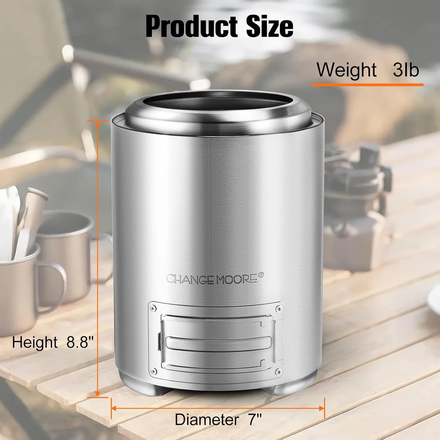Brasero Portátil Acero Inoxidable Sin Humo para Acampar y Patio - imagen 5