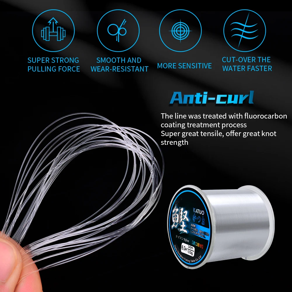 PROBEROS-sedal de pesca de nailon de 500m, cuerda de pesca líder, alambre de monofilamento duradero, aparejos de pesca de lubina de roca de mar/agua dulce, 1,2-8,0 # - imagen 3