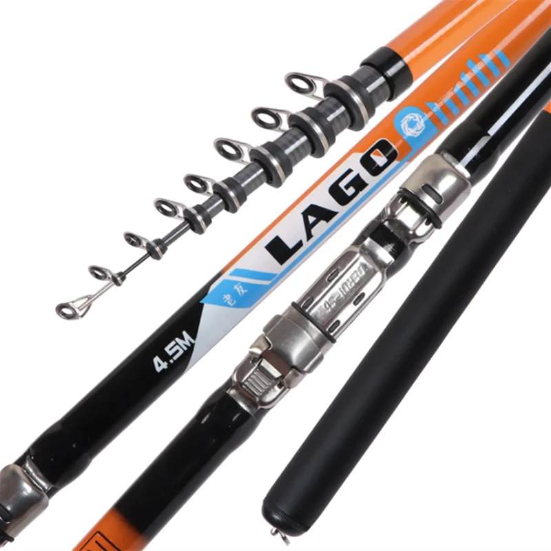 Caña de pescar telescópica portátil de fibra de carbono resistente, caña de pescar de 2,7 m, 3,6 m, 4,5 m, 5,4 m, 6,3 m, para viaje en barco oceánico - imagen 5