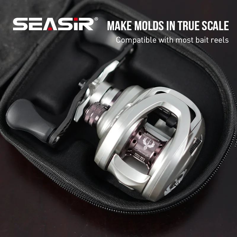 SEASIR Commando patrón de fibra de carbono Baitcasting bolsa de carretes de pesca Eva bolsa de aparejos de carrete impermeable - imagen 3