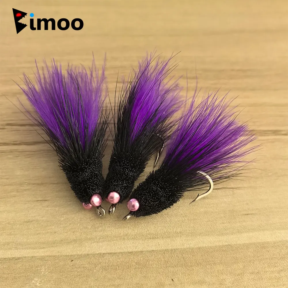 Bimoo 2/4 Uds 1/0 ojos con mancuernas cola de marabú Streamer mosca pececillo Baitfish Streamer mosca Lucio trucha lubina Muskie Señuelos de pesca de mar