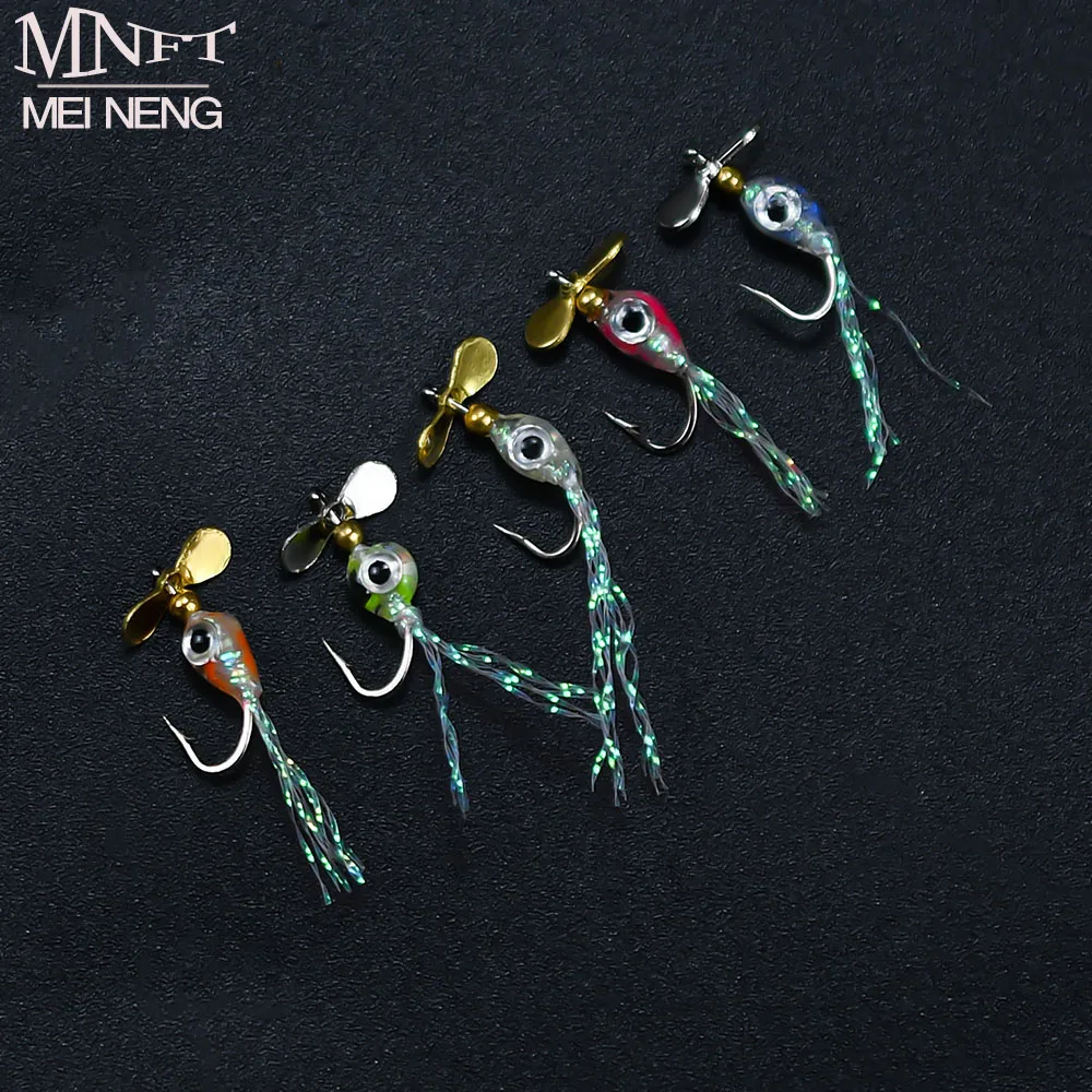 10 Uds. Cebo giratorio de lentejuelas con hélice, señuelos giratorios de Metal para pesca con mosca, señuelos para insectos, señuelo efectivo para pesca de trucha y lubina