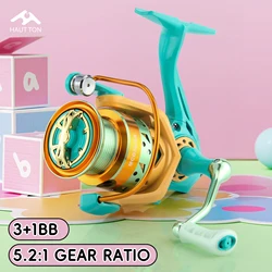 Carrete de pesca giratorio ligero Macaron MCG1000-6000, 3 + 1BB, relación de engranaje 5,2: 1, arrastre máximo de 8kg, carrete de Metal duradero y brazo basculante
