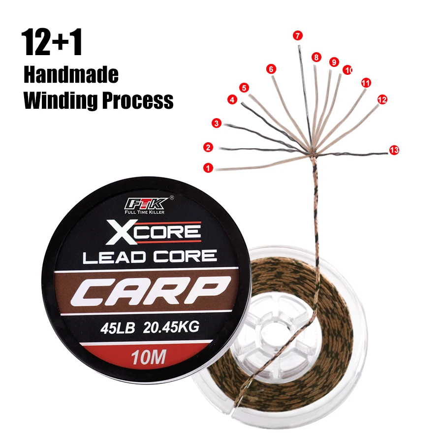FTK Leadcore-línea de pesca de carpa, aparejo trenzado de 3 colores, 10M, 15,9/20,45/25KG, 35LB/45LB/55LB - imagen 5