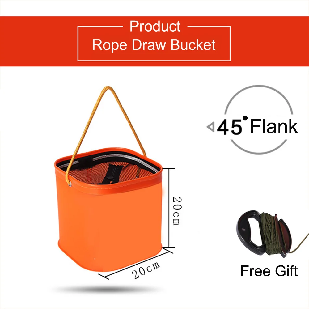 Cubo de agua plegable de EVA con cinturón de cuerda, caja de aparejos de pesca al aire libre, bolsa plegable de Camping, estuche de accesorios para peces - imagen 2