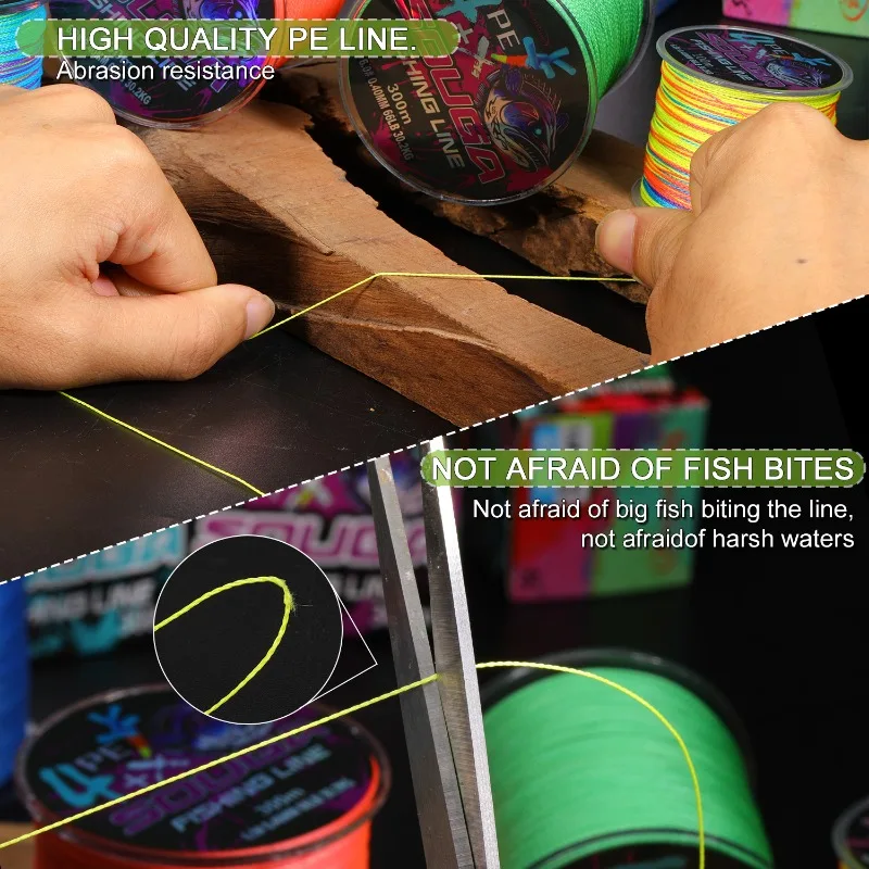 Sougayilang-sedal trenzado de 4 hebras para Pesca de carpa, hilo multifilamento de 100M y 300M, accesorios duraderos - imagen 4