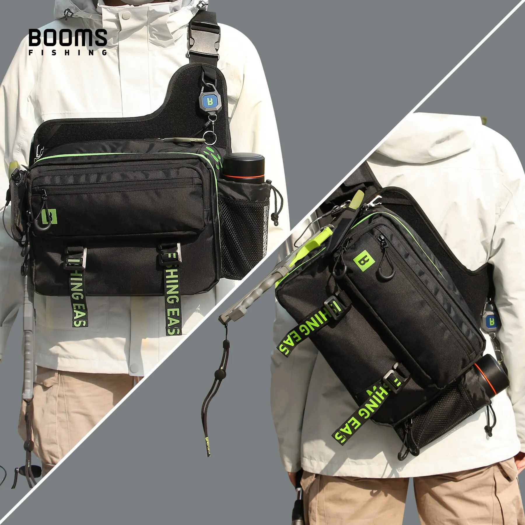 Booms Fishing IB1-bolsa de pesca de alta capacidad, bolsas de almacenamiento de aparejos, mochila grande de agua dulce de mar, equipo profesional de pesca de carpa - imagen 5