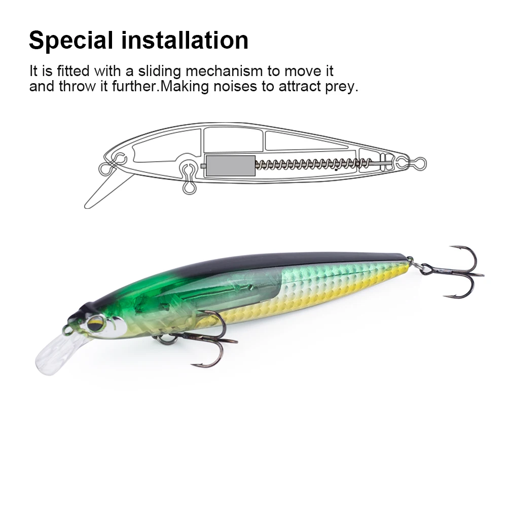 Hanlin-Señuelos de Pesca de plástico duro, anzuelos flotantes de suspensión en el interior, Wobblers artificiales, aparejos de lubina, 130mm, 19g - imagen 5