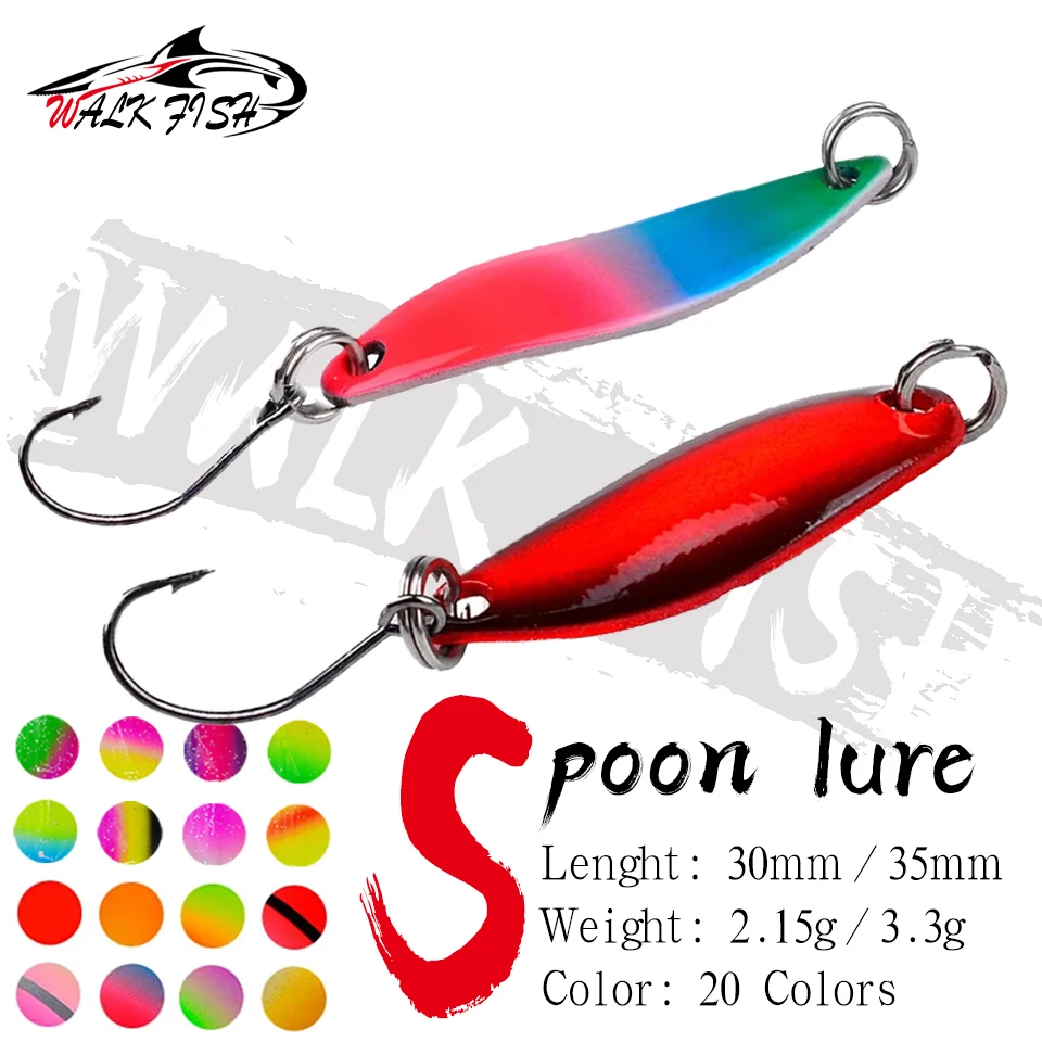 WALK FISH-señuelo de pesca de doble Color, 1 Uds., 2,15g, 3,3g, lentejuelas, inversión de largo alcance, Metal, semillas de melón coloridas, boca volteada, mar