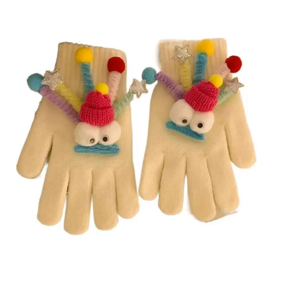 1 par de guantes cálidos tejidos a la moda, guantes cálidos con dedos completos y cinco dedos, bonitos guantes gruesos suaves de invierno para mujeres y niñas - imagen 5