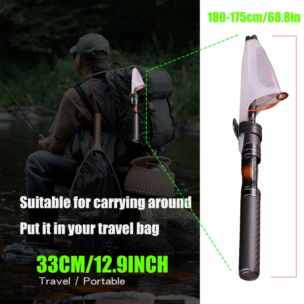 Caña de pescar BAKAWA de 1,8 M, caña de pescar giratoria de agua salada, equipo de Pesca portátil, aparejos de Pesca, accesorios de Pesca - imagen 3