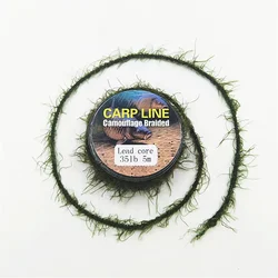 Línea de pesca de carpa de 5M, línea de hierba realista para aparejo de pelo de carpa, hooklink imita la línea de pesca de alambre de hierba natural