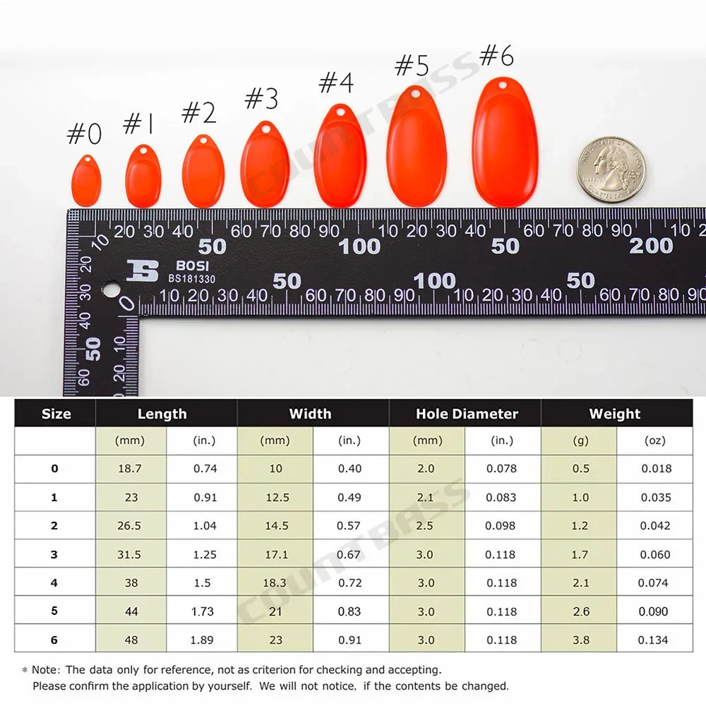 COUNTBASS 10 Uds tamaño 0-6 Color pintado en hojas giratorias francesas Señuelos de pesca personalizados aparejos artesanales - imagen 2