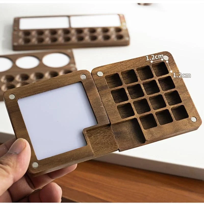 Caja Acuarelas Vacía Madera – Paleta Magnética Portátil - imagen 4