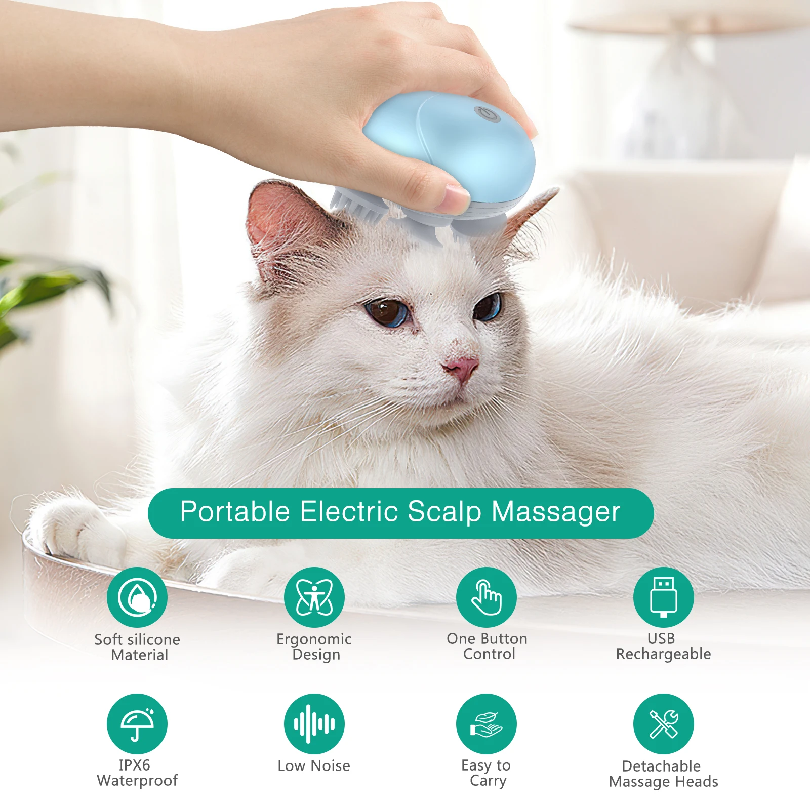 ORIA Masajeador eléctrico para gatos – Relajación y crecimiento pelo - imagen 5