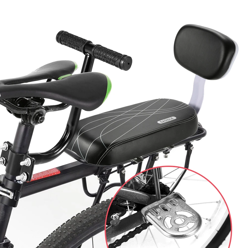 Asiento trasero de bicicleta para niños, asiento de bicicleta de montaña, de cuero PU, suave, con respaldo - imagen 4