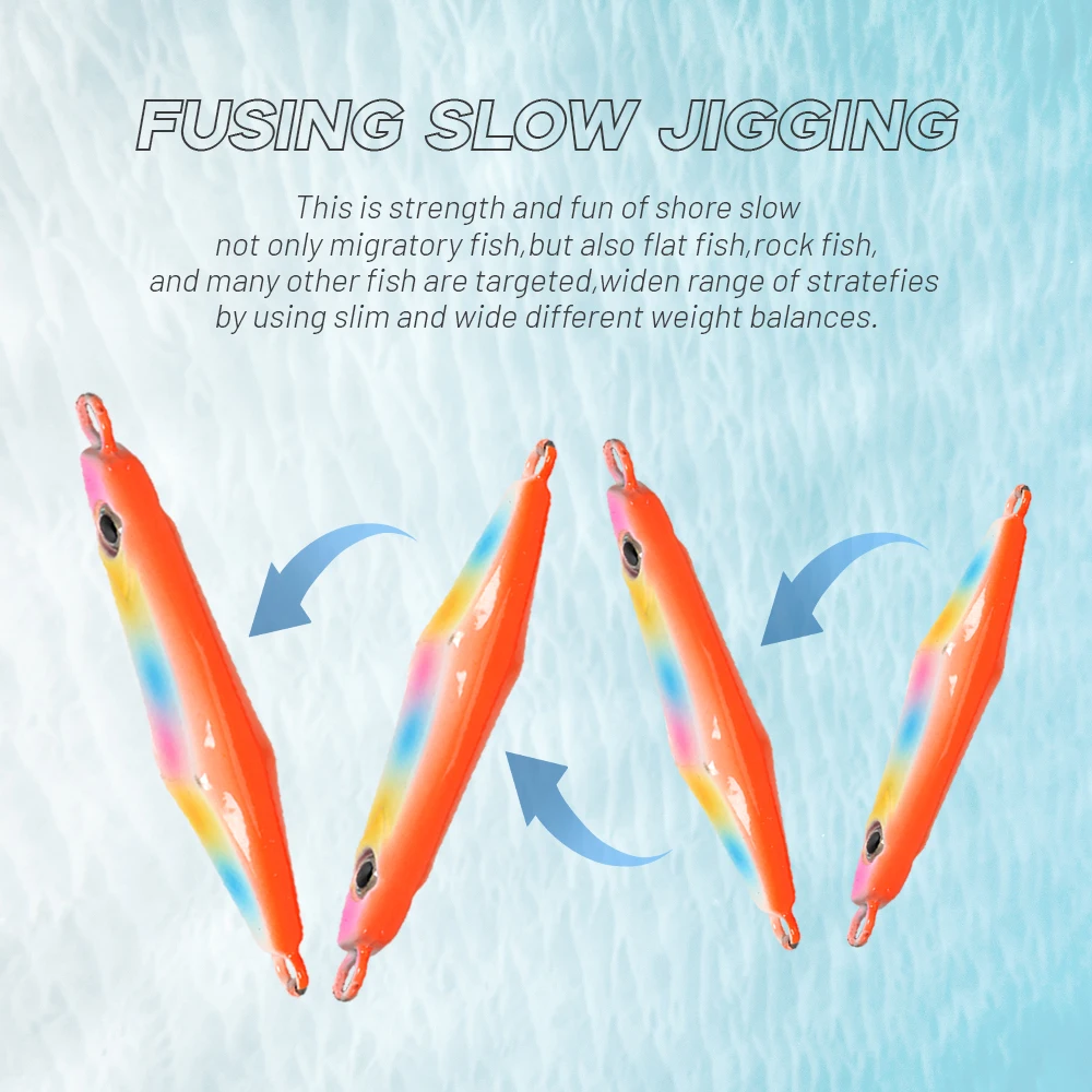 TOLU-señuelo de plantilla de Metal de hundimiento lento, ojos 3D, 40g, 60g, 80g, señuelo de pesca de fundición en tierra de agua salada, plantilla de Metal Vertical con ganchos, novedad de 2024 - imagen 4