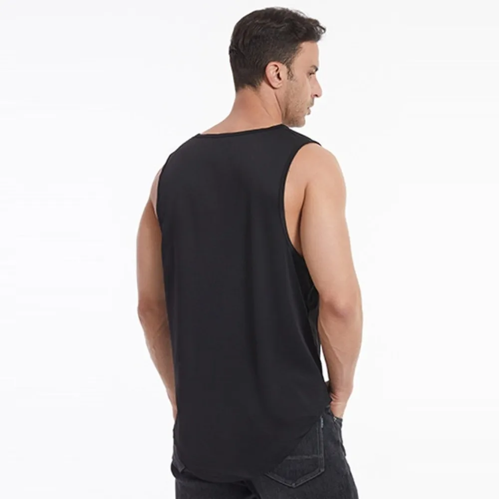 Camiseta sin mangas deportiva a la moda, chaleco holgado de secado rápido para correr, camisetas elásticas simples para hombre, chalecos para gimnasio - imagen 3