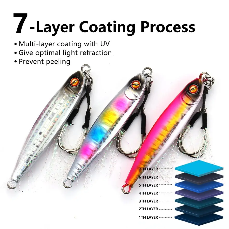 MOOKZZ-señuelo de pesca Jigging de Metal, aparejo de cebo Artificial, Jigging de fundición a tierra, Jigging de lubina, 40G, 60G, 80G - imagen 4