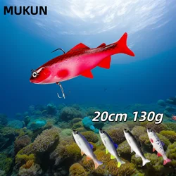 Señuelos de pesca de PVC con cabeza de trucha, cebos artificiales para natación, cola en T, señuelos blandos de silicona, Swimbait Wobblers, 20cm/130G