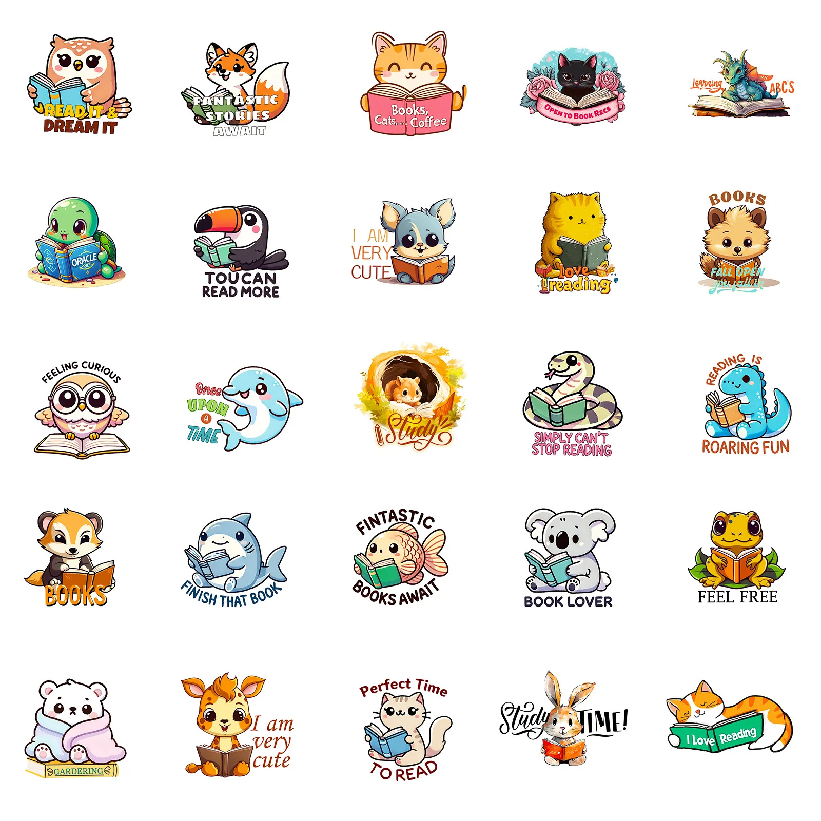 56 Uds lindo Animal amor lectura libros pegatinas DIY teléfono guitarra portátil maleta taza pegatinas impermeables - imagen 5