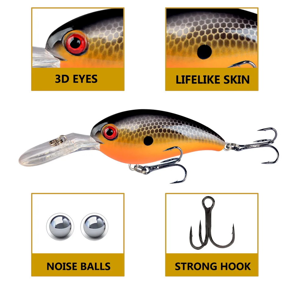 Señuelo de pesca con manivela de 1 piezas, cebos duros artificiales de 10cm/15g, Crankbait, Jerkbait, Wobbler, aparejos de pesca con buenos anzuelos triples - imagen 3