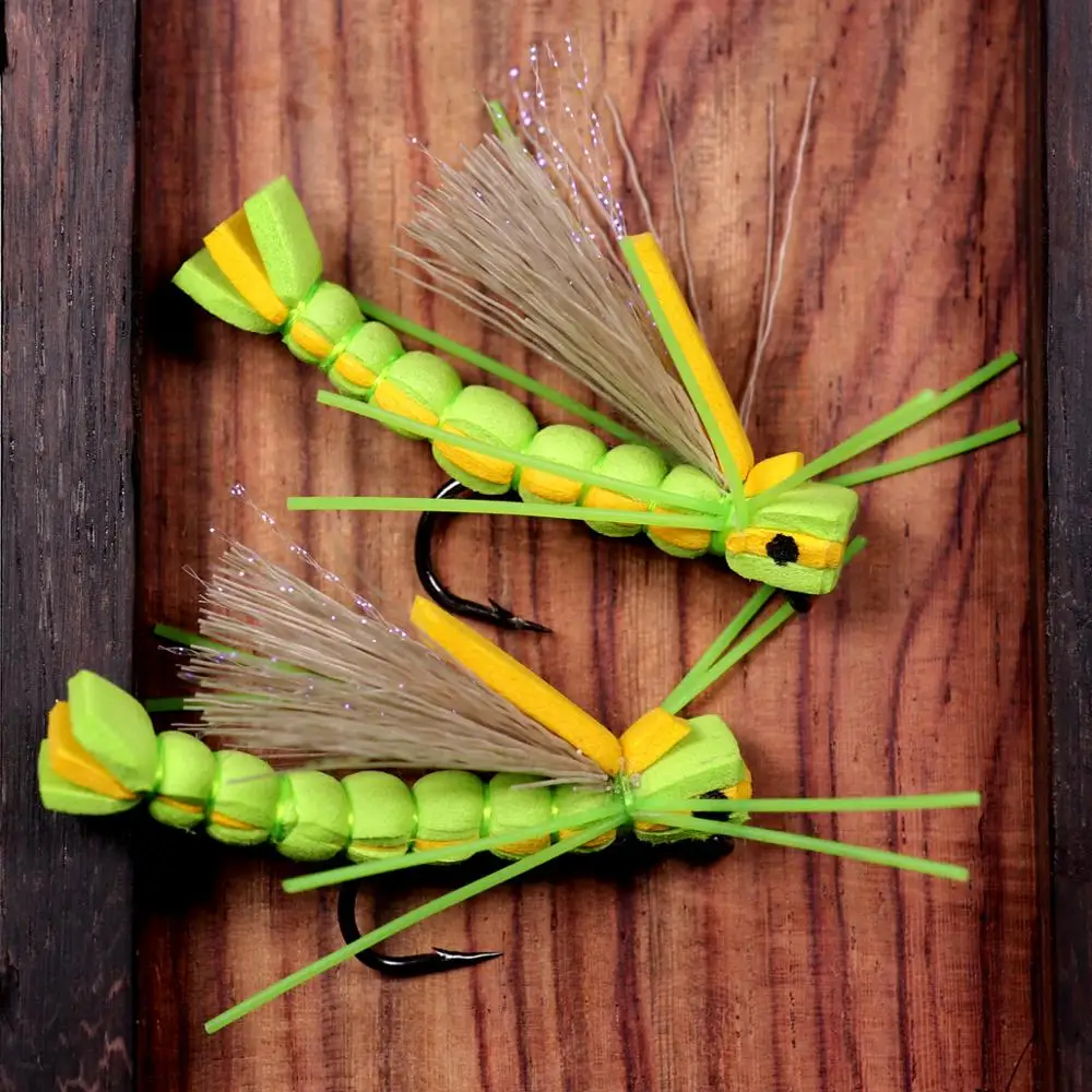 Wifreo-tolva de espuma flotante verde de 4 piezas, mosca seca, trucha arcoíris, percha, lubina, pesca con mosca, señuelos #4 - imagen 3