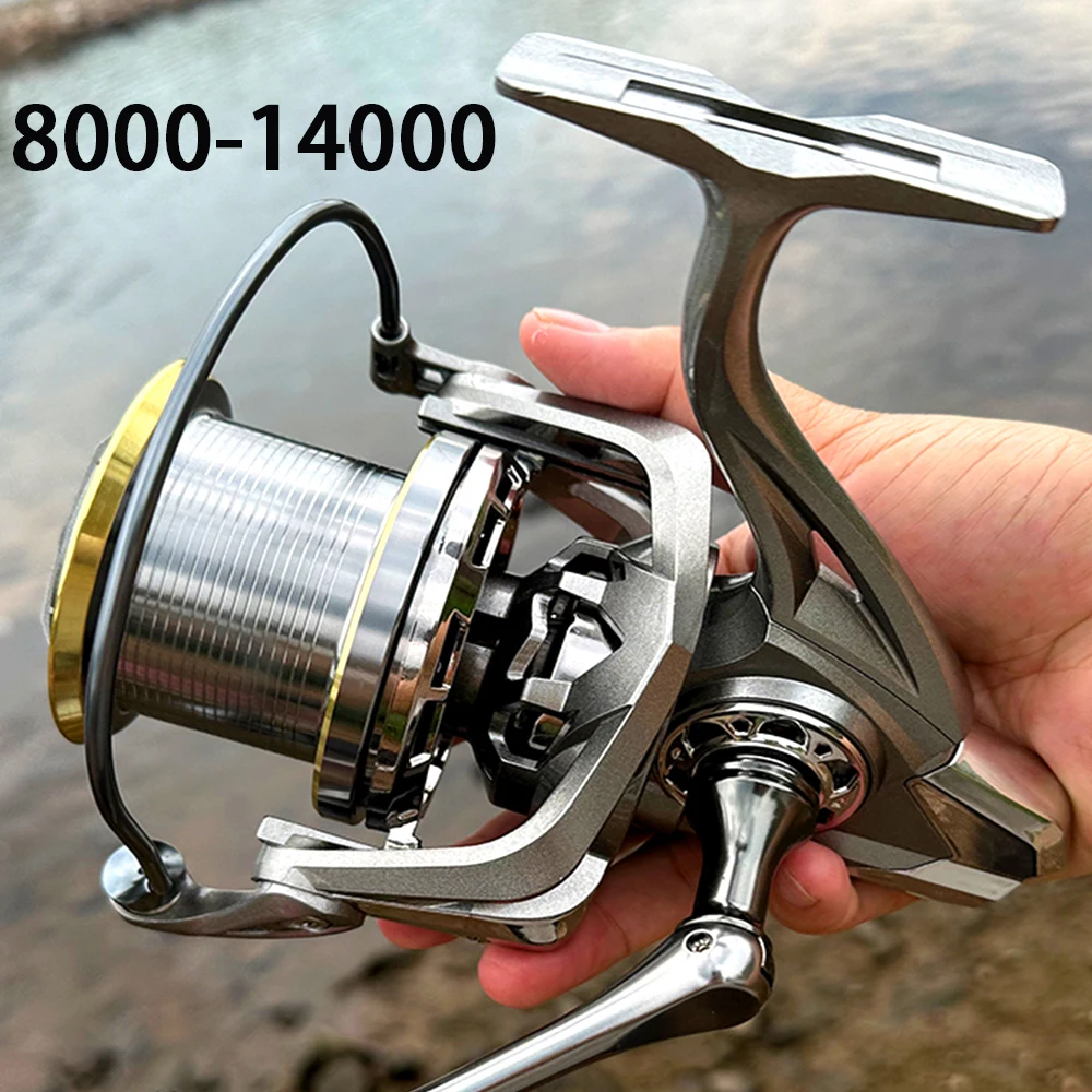 Carrete giratorio de 20kg de arrastre máximo, carrete de Metal, rueda de agua salada, accesorios de pesca para Surf, relación de engranaje 4,8: 1 para peces grandes 8000-14000Sereis - imagen 5