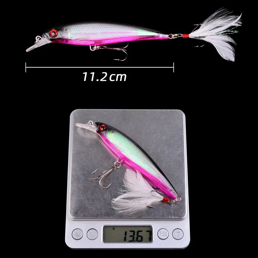 Aorace 5 unids/caja láser ojos 3D señuelo de pesca de pececillo biónico-13,3g cebo duro con anzuelos triples de plumas para máxima captura - imagen 5