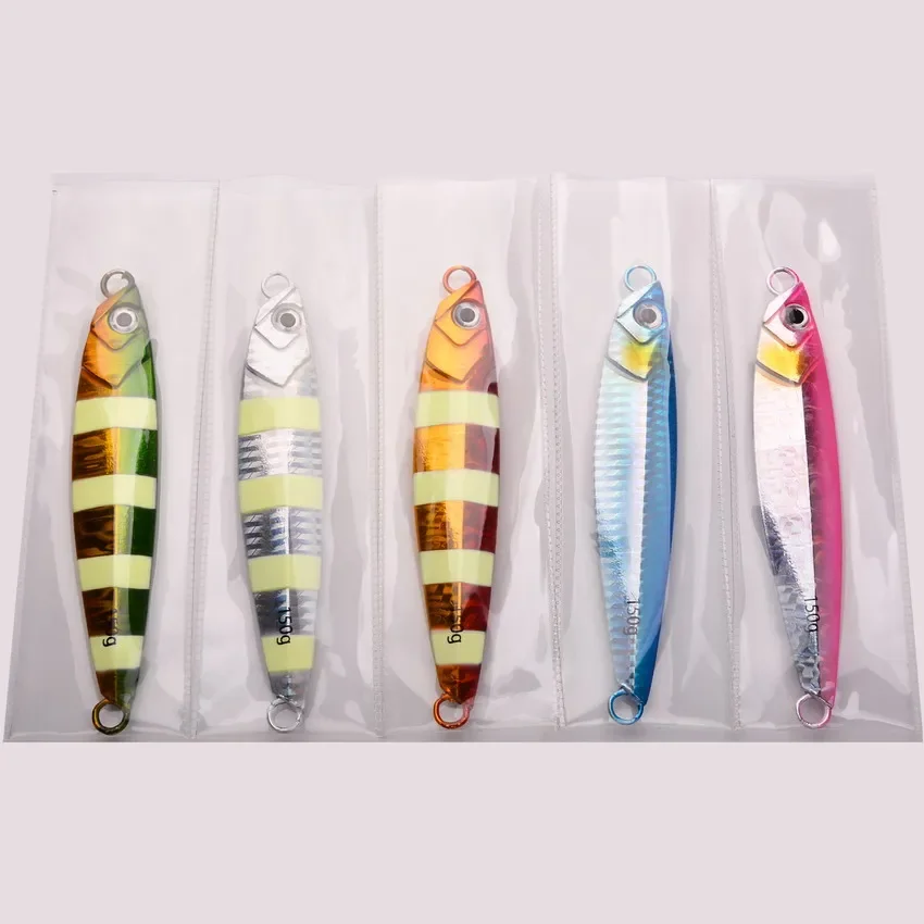 1 unidad 80G 100G 120G 150G 200G brillo luminoso Metal lubina caballa pargo señuelo de pesca cebo de pesca fundido señuelo de Jigging mar - imagen 5