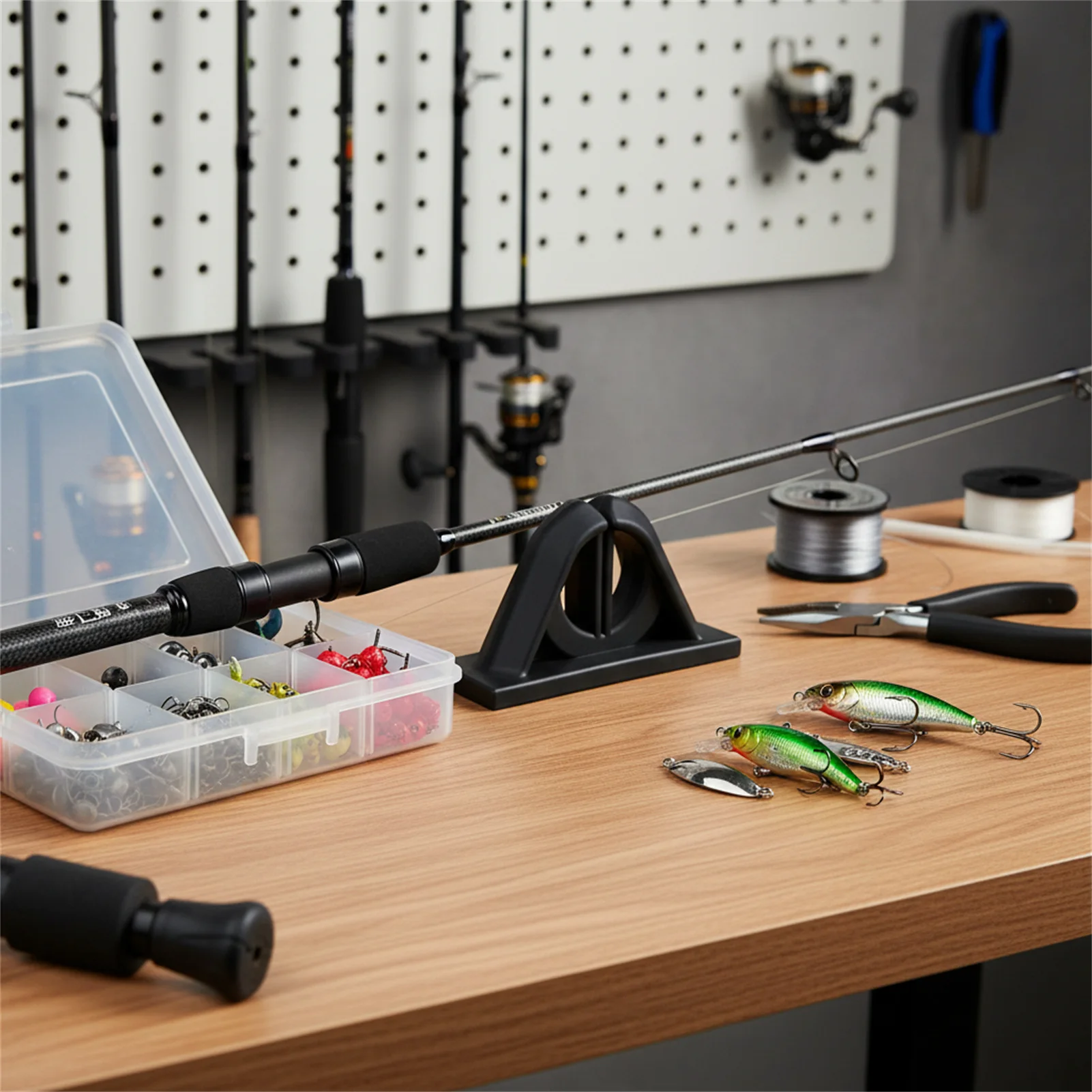 Estante organizador de caña de pescar, soporte de fijación de caña de pescar de silicona no perforada, tienda de artes de pesca, estantes de exhibición de caña de pescar - imagen 3