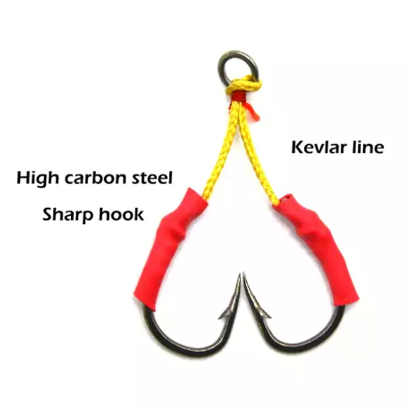 TAKEDO 3 par/bolsa 10827A anzuelo de Jigging pesca en el mar 1/0 - 10/0 anzuelo de ayuda de cebo vivo con línea trenzada de fibra de Kevlar anillo sólido - imagen 4