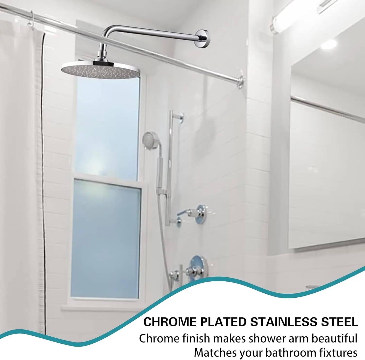 Brazo de ducha de 12/16 pulgadas con brida, brazo de cabezal de ducha montado en la pared de acero inoxidable para cabezal de ducha fijo, piezas de repuesto para baño - imagen 5