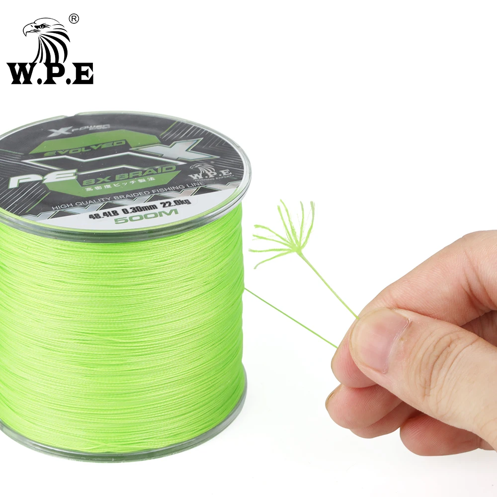 W.P.E 8X PE Fishing Line 500m 0.16mm-0.40mm 8 Strands Braided Fishing Line 11kg-26.5kg Lure Bass Carp Fishing Tackle Main Line - imagen 4