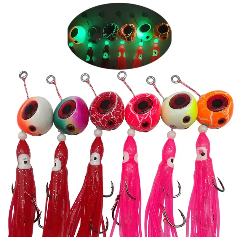 Ley Glow Jig Luminoso Calamar con anzuelo doble para pesca de calamares