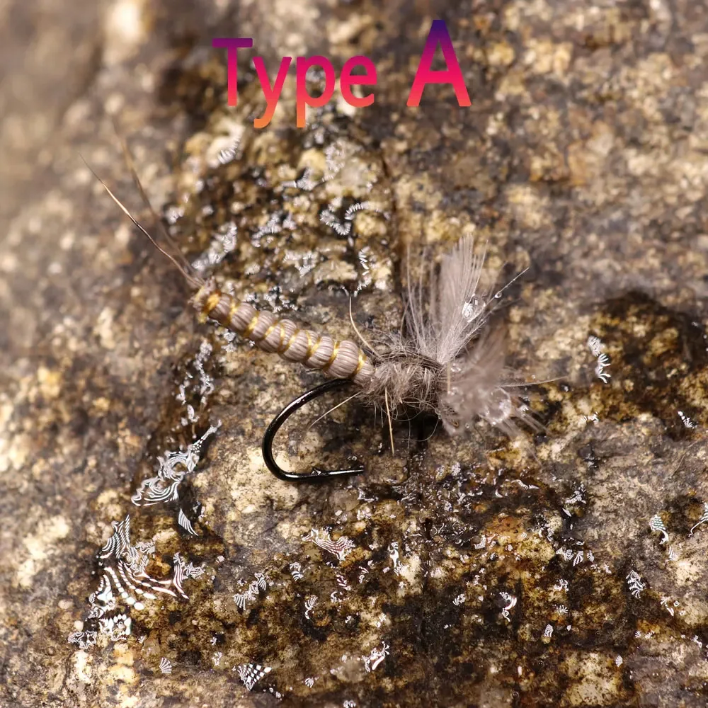 Bimoo 6 uds CDC ala de plumas pelo de ciervo cuerpo Mayfly mosca seca gallo Hackle Mayfly mosca seca Rocky River trucha pesca moscas señuelos - imagen 5