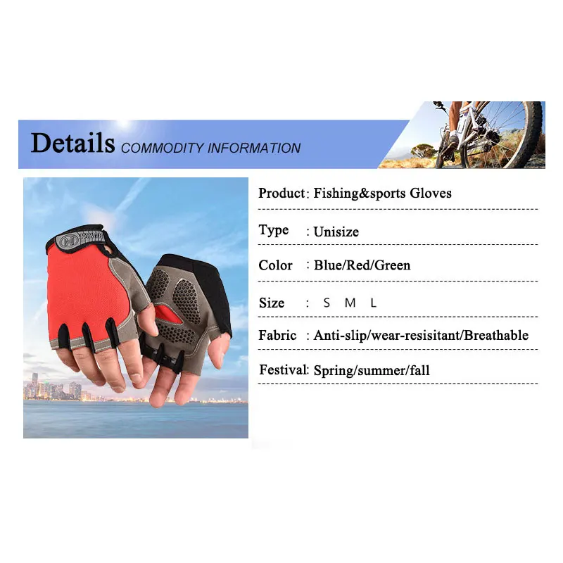 Guantes de pesca resistentes al agua, guantes deportivos transpirables, antideslizantes de medio dedo, duraderos, para ciclismo, Fitness, carpa, cómodos - imagen 5