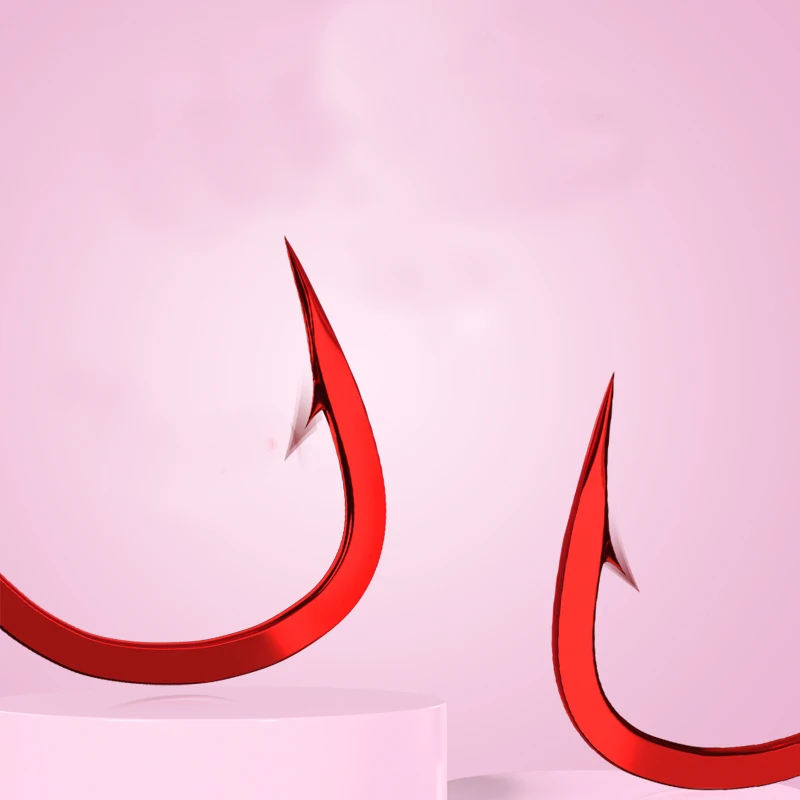 FTK, nuevo diseño, anzuelo de pesca rojo con línea, anzuelo de pesca con giro automático, anzuelo de púas doble afilado para accesorios de pesca de carpa, bueno - imagen 5