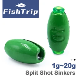 FishTrip 10 Uds. Plomo de agarre de goma pesca Split Shot plomo accesorios de Terminal de peso